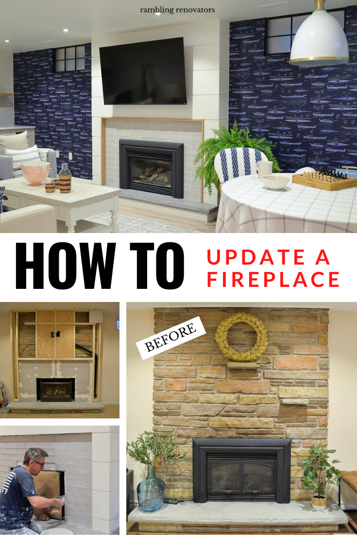 How To Update A Stone Fireplace, How To Replace Tile Around Fireplace With Stone