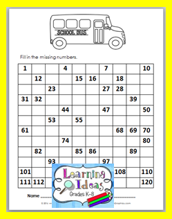 Free Back to School 120 Chart Fill-in | Classroom Freebies | Bloglovin’
