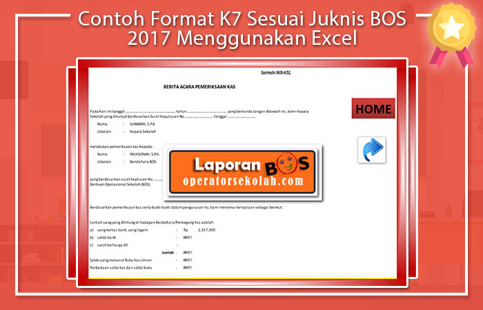 Format BOS K7 Excel 2017