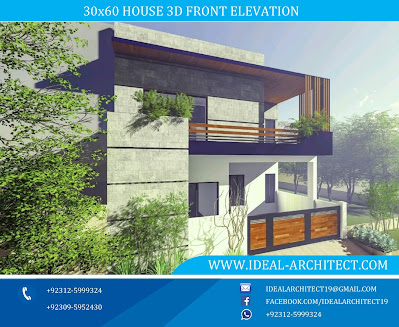 30x60 House 3D Front Elevation