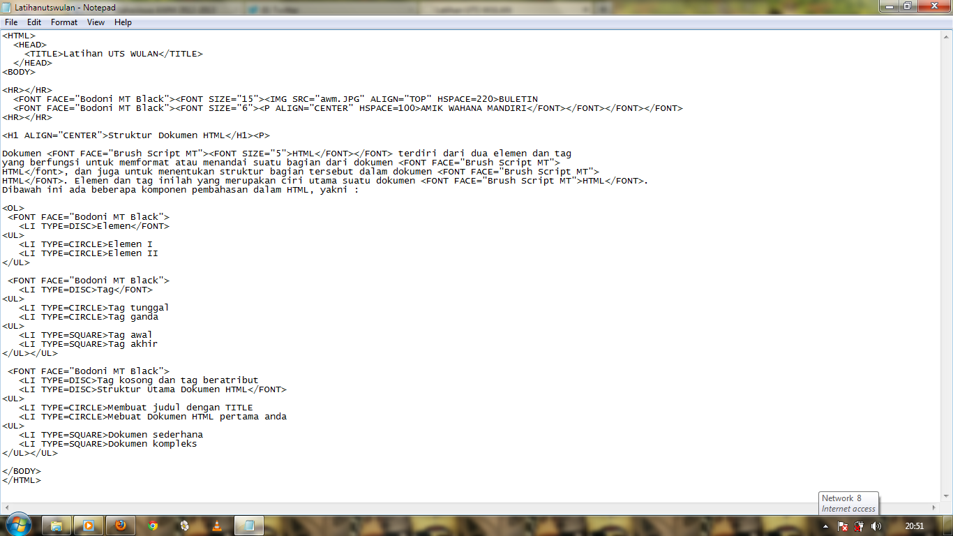 Wulandari: Tugas HTML Buletin