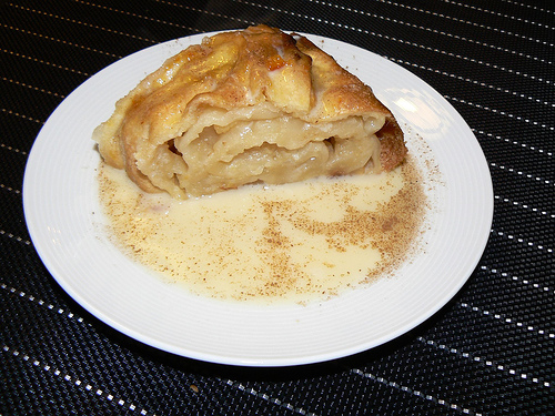 German Apple Strudel with Vanilla Sauce