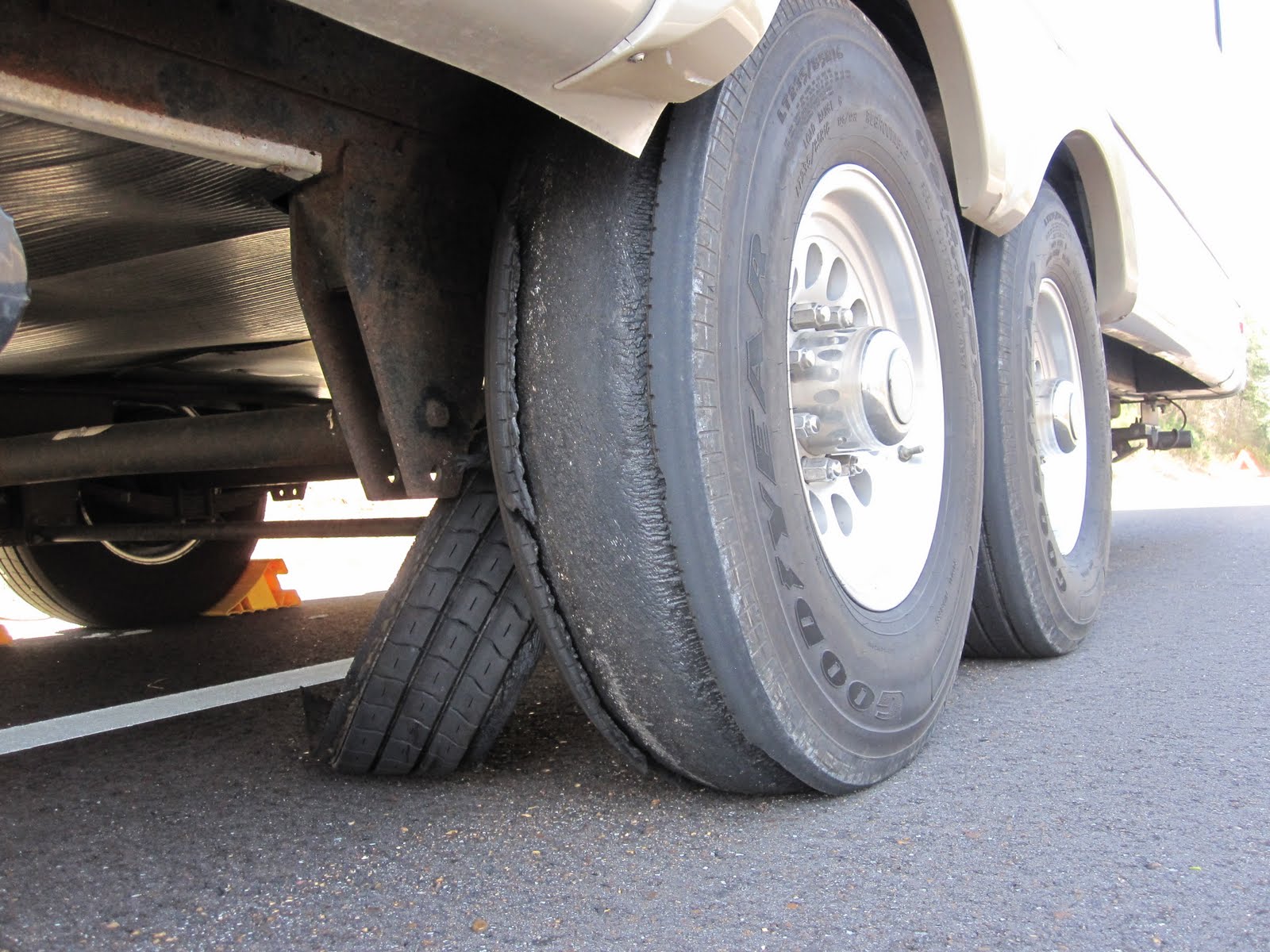 Living Our Dream Blown Tire on Interstate 40