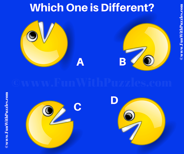 It is Odd One Out Pacman Picture Puzzle in which your task is find which image is different from other three images.