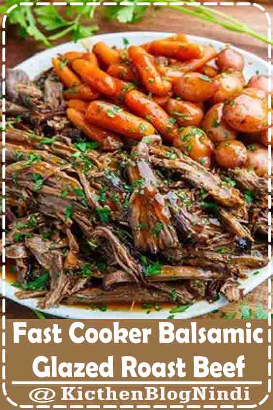 The Cooker Balsamic Glazed Roast Beef 4.9★★★★★ | Moist and fall apart tender roast beef in a tasty balsamic glaze that is so easy to make in the slow cooker! #TheCooker #Balsamic #Glazed #Roast Beef