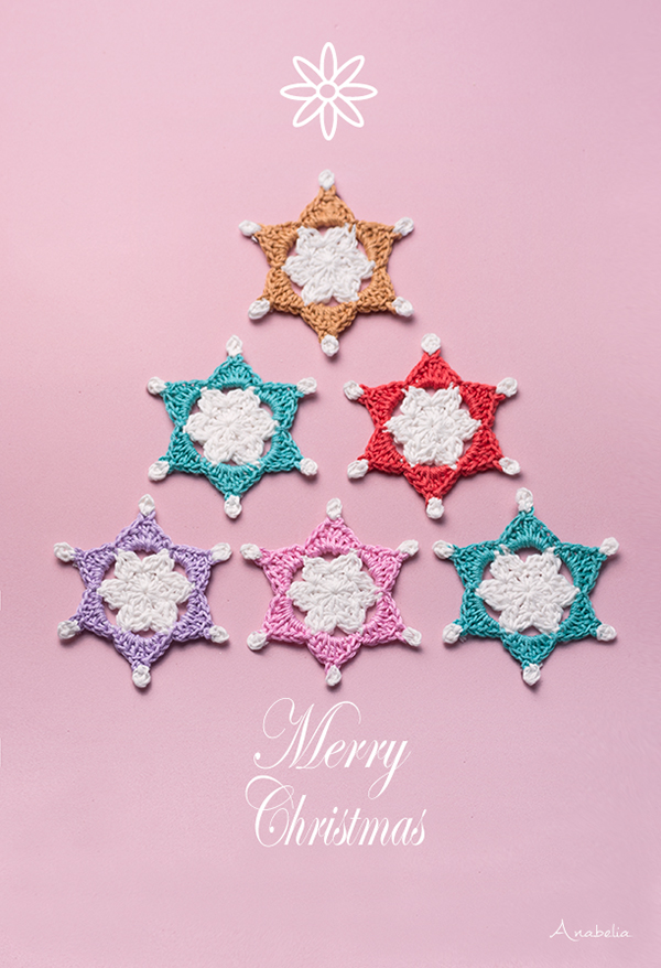 Six-point Crochet Stars Free Pattern, a Christmas gift by Anabelia Craft Design Six-point Crochet Stars Free Pattern, a Christmas gift by Anabelia Craft Design