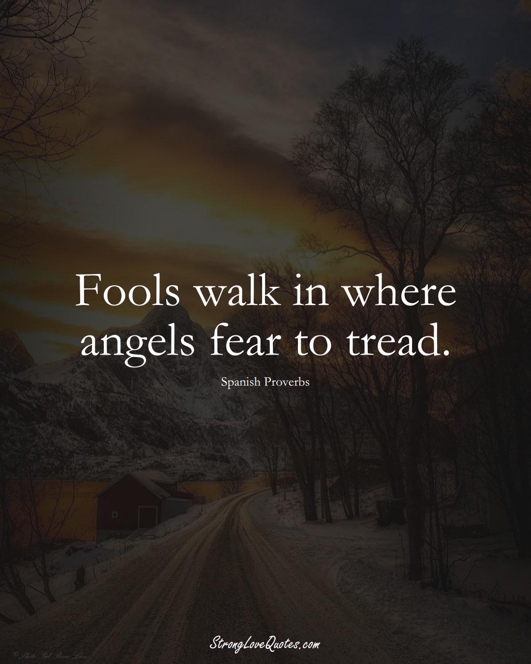 Fools walk in where angels fear to tread. (Spanish Sayings);  #EuropeanSayings
