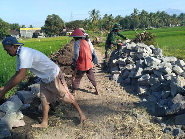 TMMD Reg 105 Kodim Klaten Mulai Siapkan Bahan Material Ke Lokasi Pembuatan talut   