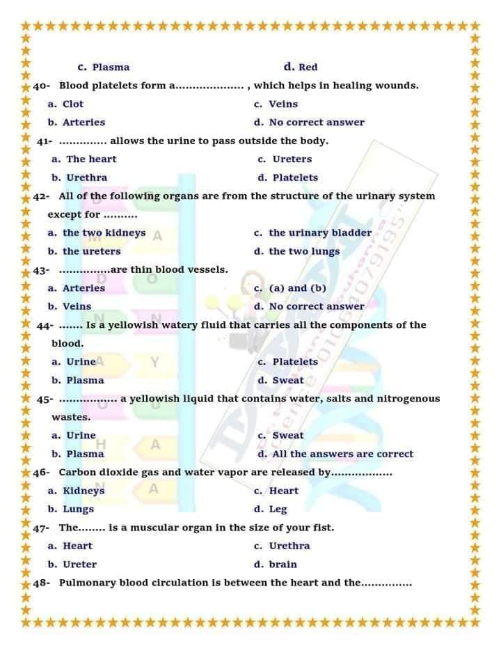  مراجعة علوم لغات "Science" للصف الخامس الترم الثاني أسئلة إختيار من متعدد بالإجابات  7