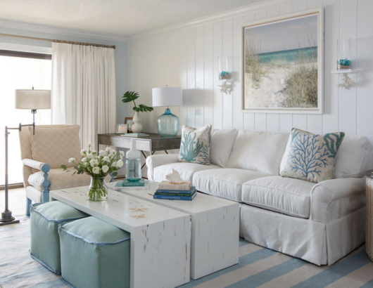 Pastel Blue Cabana Striped Rug Ideas