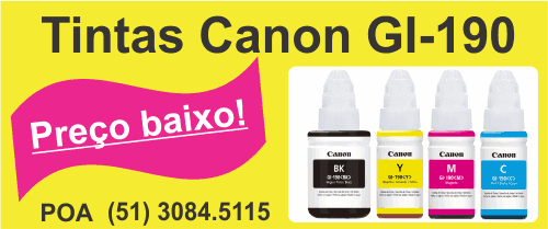 Refil tinta CANON GI-190 BK / Y / M / C