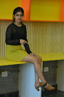 Telugu Actress Sanjana Anand Photos in Black Net Top and Yellow Mini Skirt Dress TollywoodBlog.com