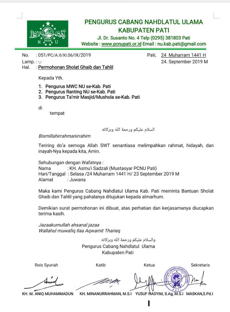 Featured image of post Surat Rekomendasi Pengurus Ranting Nu Pengurus ranting nahdlatul ulama desa buaran kecamatan mayong jepara