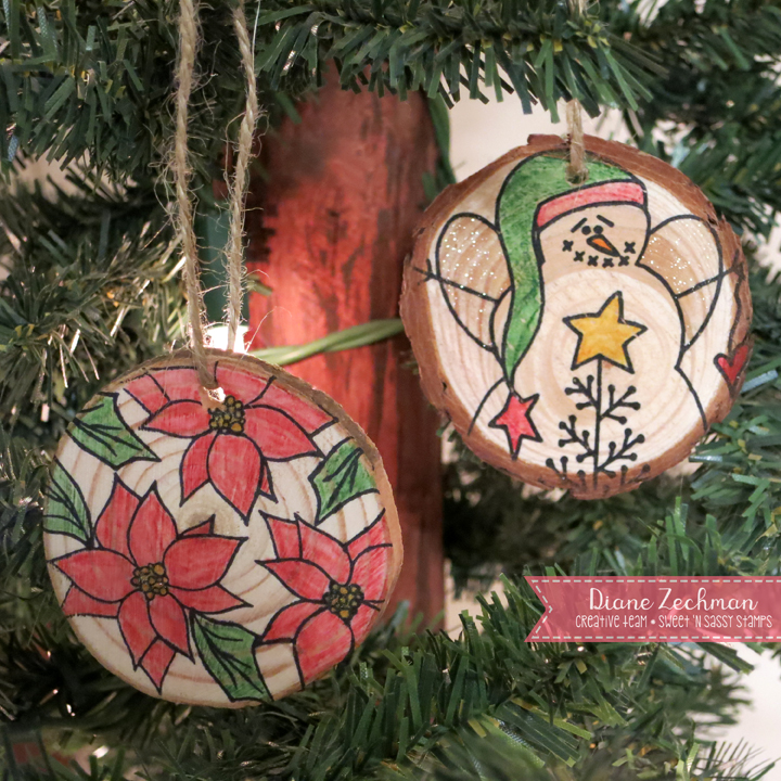 Sweet 'n Sassy Stamps wood slice ornaments