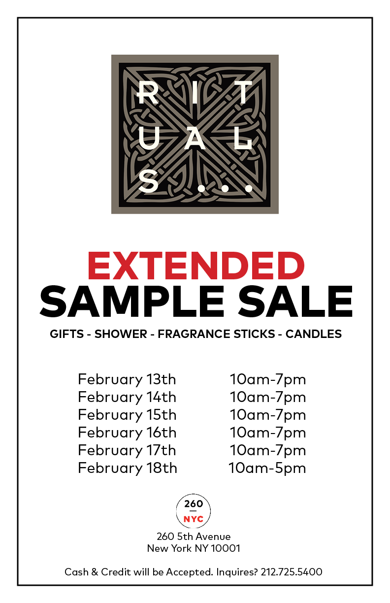 fashionably petite Rituals Sample Sale Extended through 2/18/18