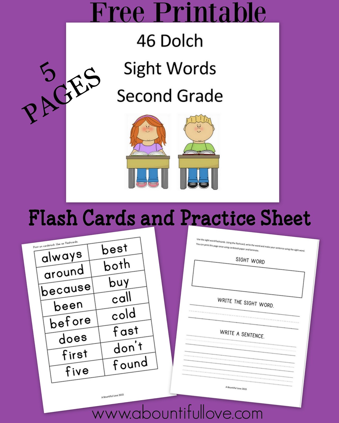 46 Dolch Sight Words for Second Grade - A Bountiful Love