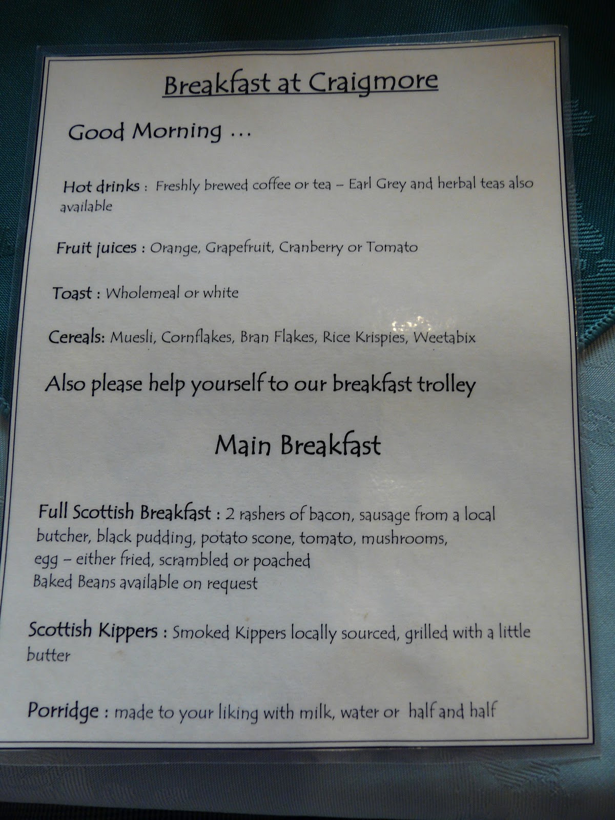 PawPrints in Pizza Sauce Full Scottish Breakfast Craigmore