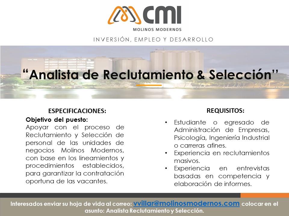 Molinos Modernos Analista Reclutamiento y Selección. Empleos Rodriguez