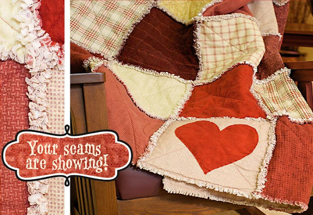 manta patchwork coração -tecnica rag-quilt com PAP (DIY)