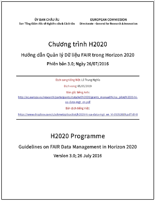 Chương trình H2020: Hướng dẫn Quản lý Dữ liệu FAIR trong Horizon 2020; Phiên bản 3.0