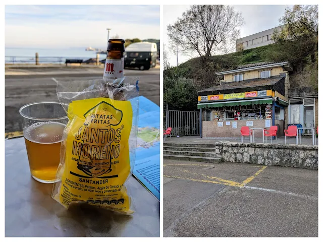 Things to do in Santander in winter: drink beer and eat crisps on the beach