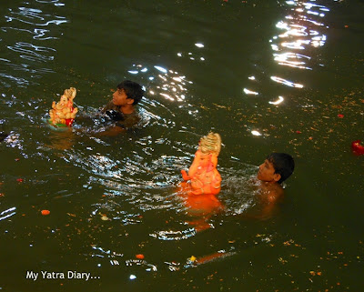 Ganesh Visarjan in an artificial lake - Ganesh Chaturthi Festival