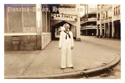 Año 1939, observamos a un marino de la marina norteamericana posando en la esquina donde por muchos años funcionaria la Agencia La Felicidad