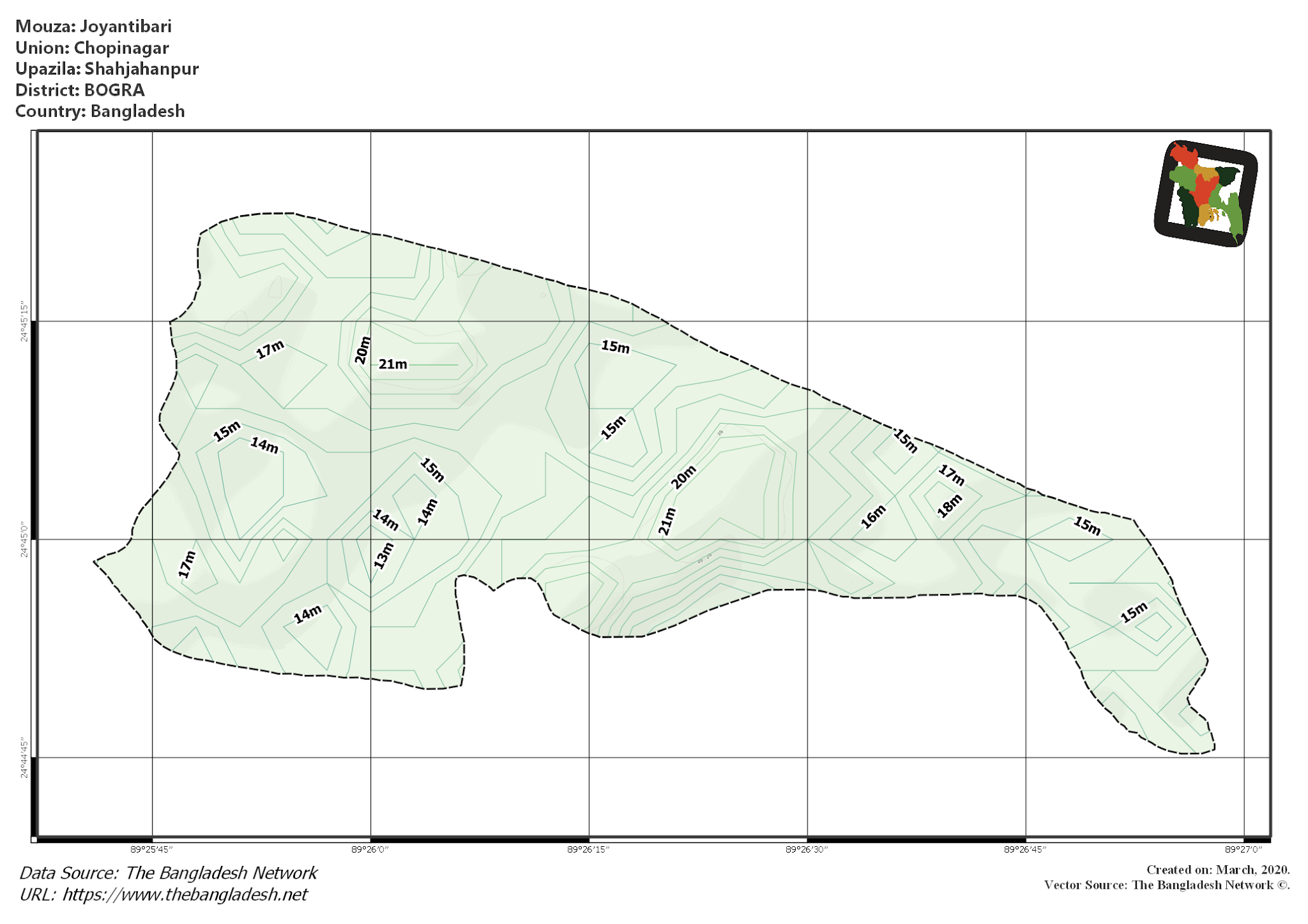 Map of Joyantibari Mouza of Shahjahanpur Upazila, BOGRA, Bangladesh.