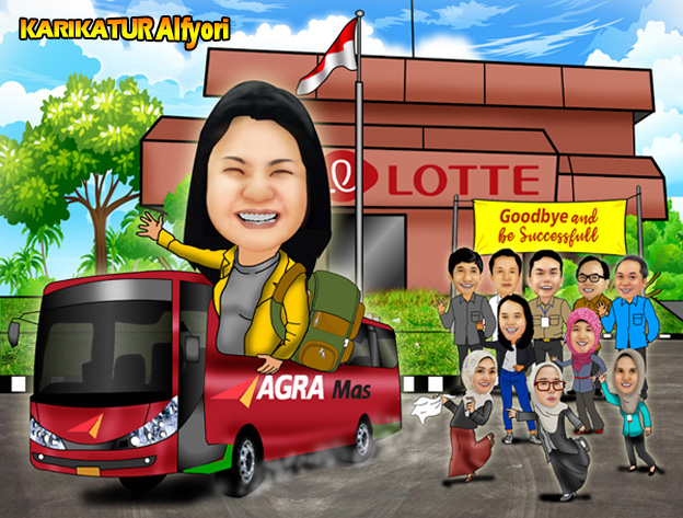 Lotte Indonesia Karikatur Naik Bus
