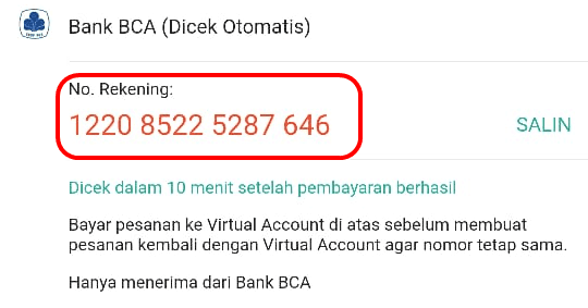 nomor virtual account shopeepay