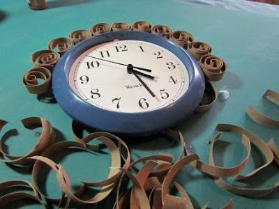 recycled toilet paper tubes faux brass wall clock2