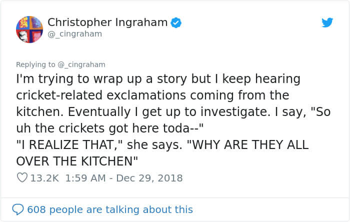 Man Accidentally Unleashed 250 Crickets In His House And The Internet Couldn't Stop Laughing Man Accidentally Unleashed 250 Crickets In His House And The Internet Couldn't Stop Laughing