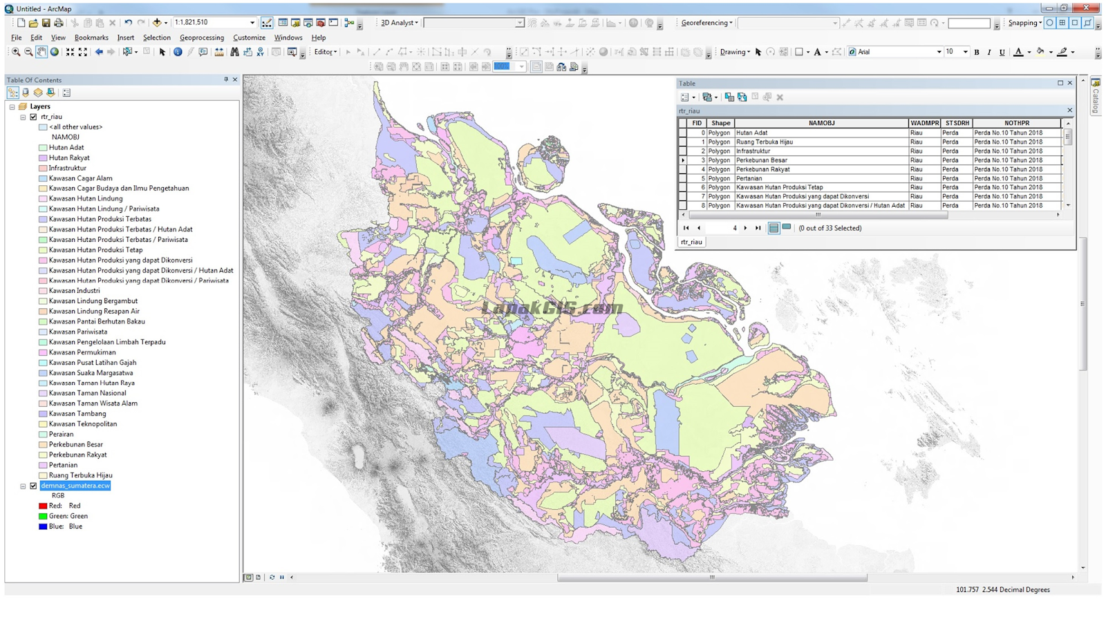 Data SHP Shapefile RTRW Provinsi Seluruh Indonesia