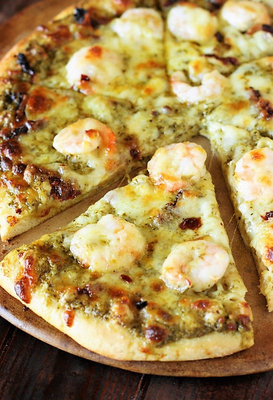 Shrimp & Pesto Pizza with SunDried Tomatoes The Kitchen is My Playground