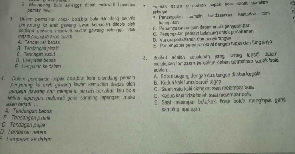 Soal UAS Kelas 11 PENJAS Provinsi Lampung Tahun 2019