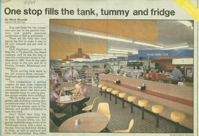 July 4, 1984 article from Tallahassee Democrat - One stop fills the tank tummy and fridge - Sing Oil Company Blog