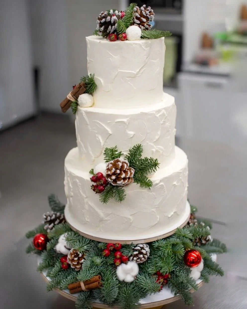White Christmas tree cake
