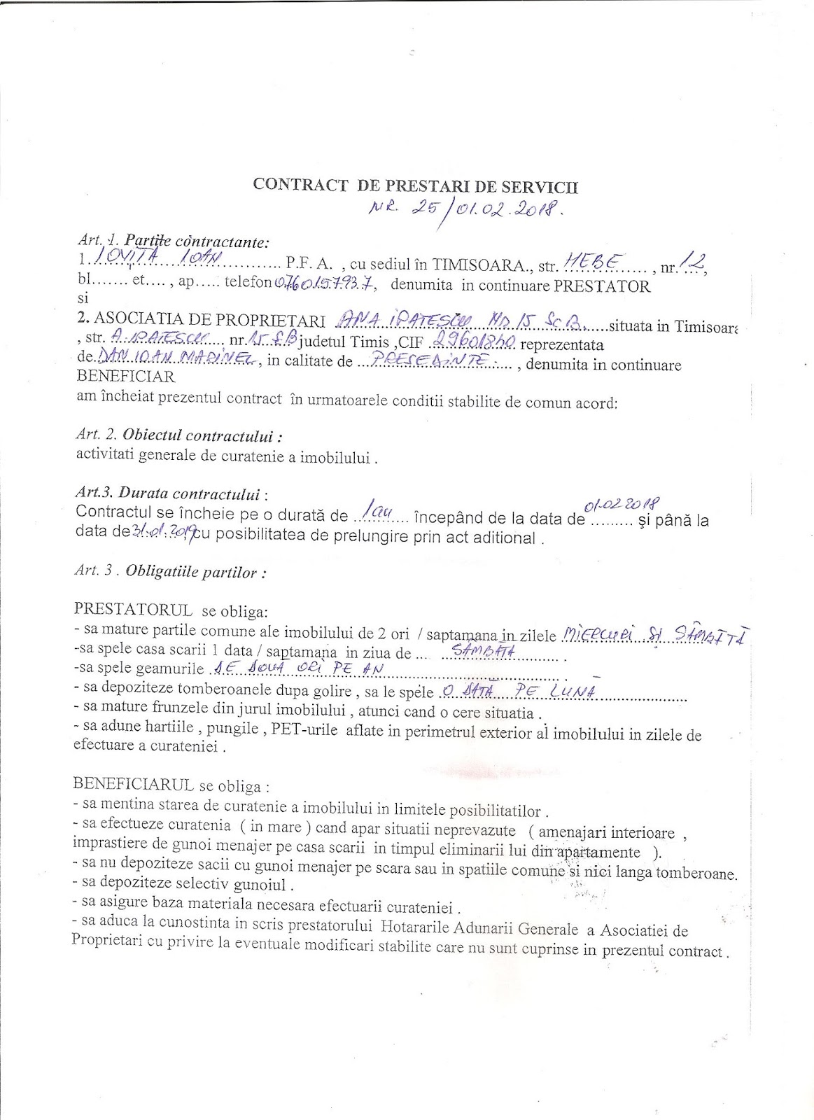 Formular Contract Prestari Servicii Curatatorie Chimica