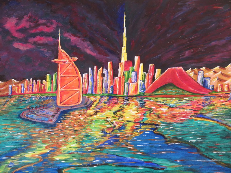 DUBAI Skyline painting by Wabyanko
