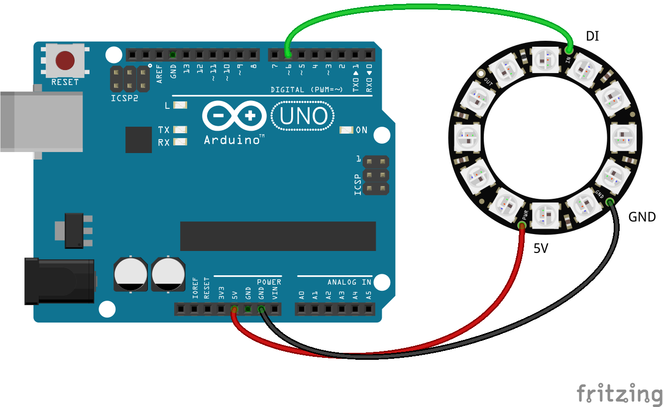 WS2812 ring, anello di led indirizzabili con Arduino danielealberti.it