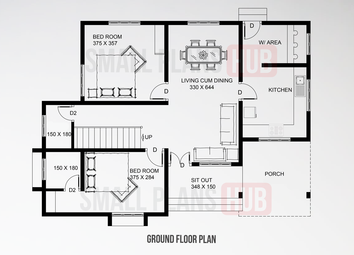 House Plan 1619 sq ft (150.46 sqm.) 3 BHK 2 Floor