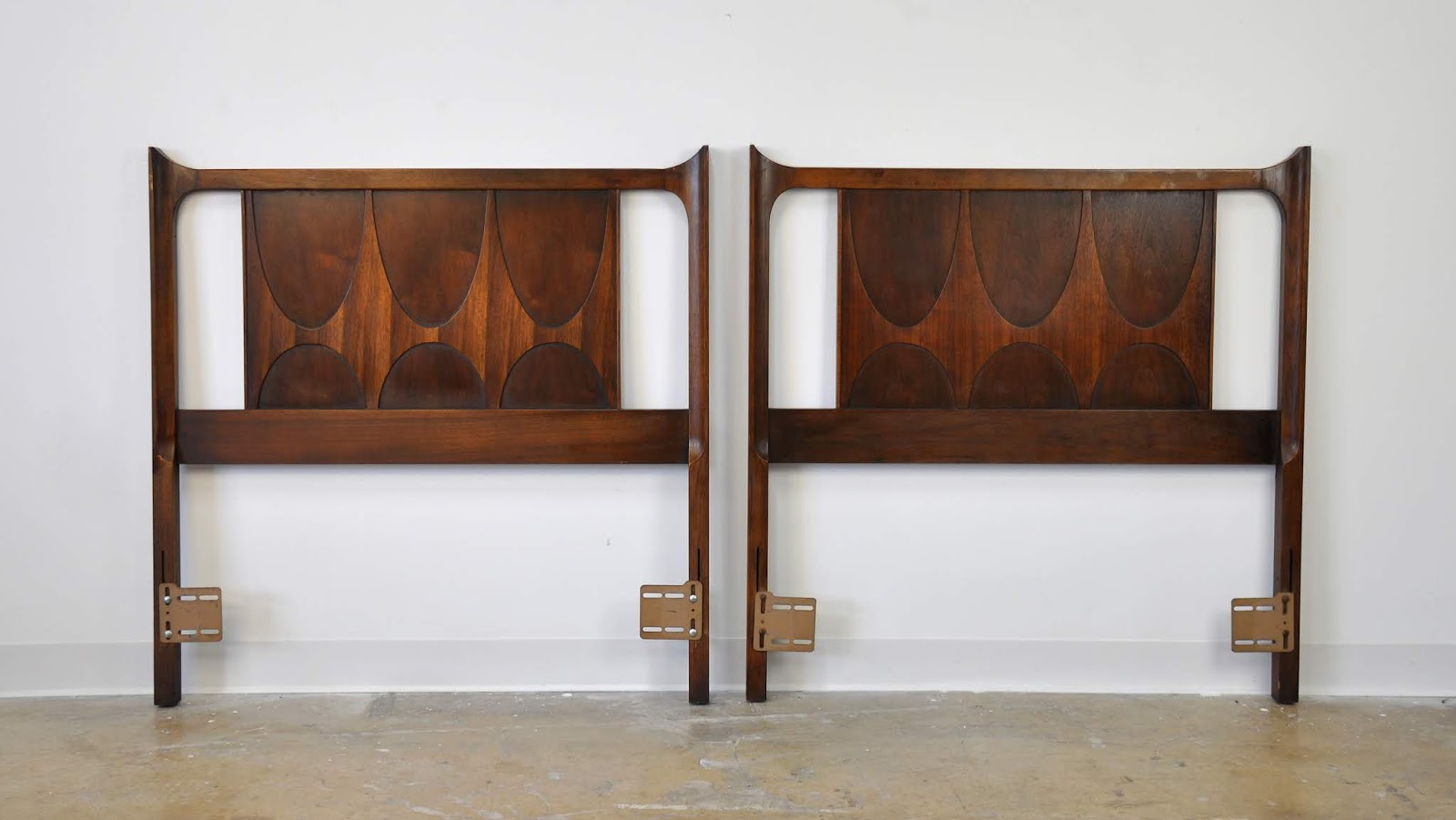 SELECT MODERN Broyhill Brasilia Sculpted Walnut King Headboard or Pair