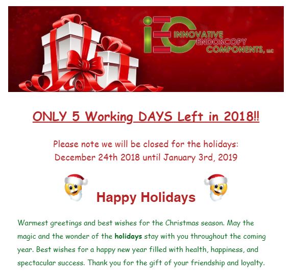 IEC Innovative Endoscopy Components Only 5 Working Days left for the