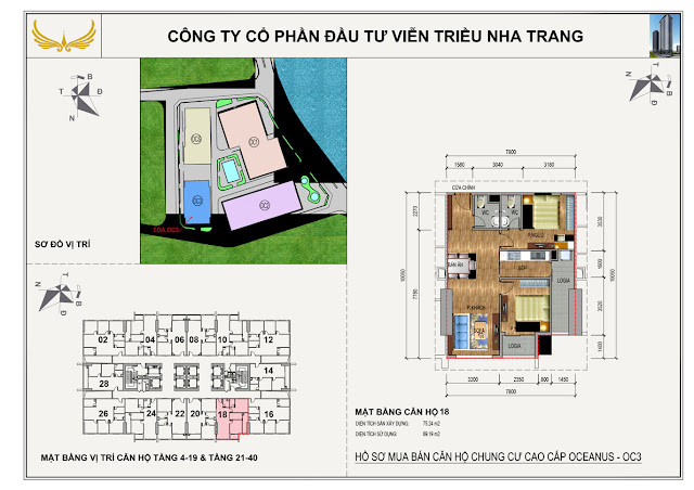 Mặt bằng căn 18 Chung Cư OC3 Viễn Triều Nha Trang