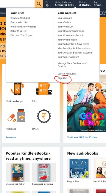 How To Log Out Of Amazon