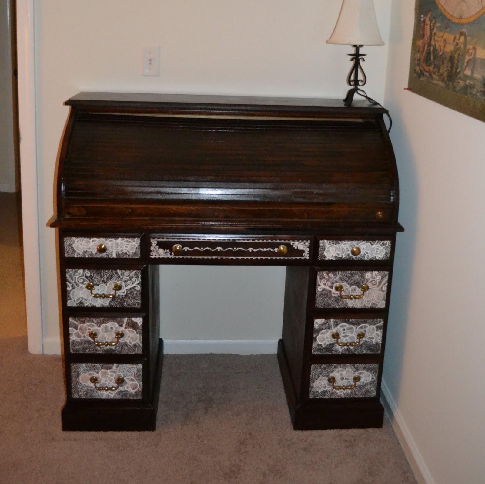 My Art Glass World Lace Roll Top Desk