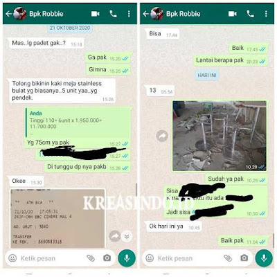 Kaki Meja Stainless Bulat pesanan Bpk Robbie untuk Graha Telkom di Tangerang - Repeat order ke 7