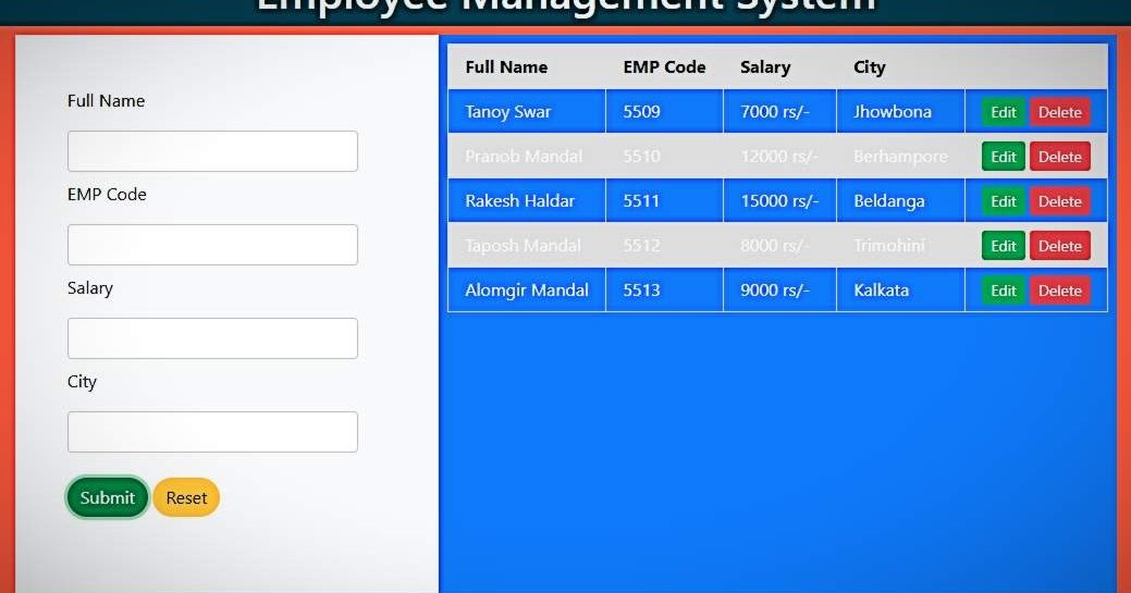 employee management system project in java with source code