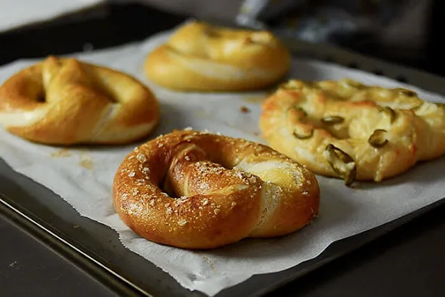 Golden baked pretzel