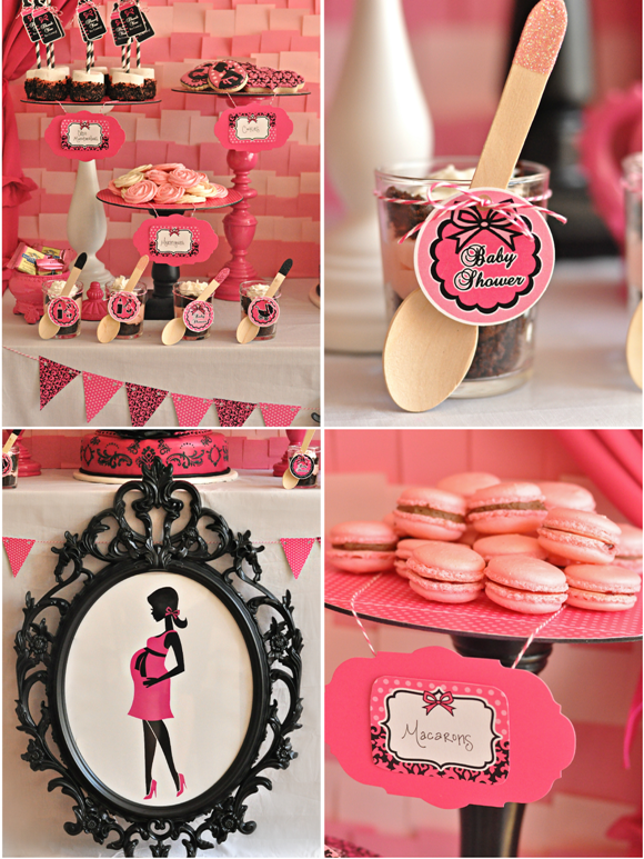 Pink & Black Glam Baby Shower with Printables Party Ideas Party Printables Blog